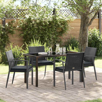 Garten Essgruppe 5 pcs Schwarz und Grau PE-Rattan