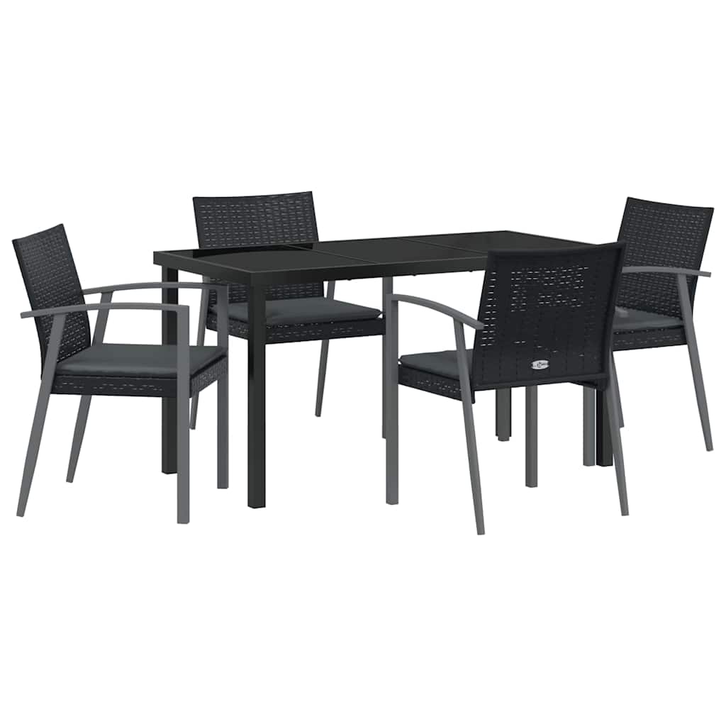 Garten Essgruppe 5 pcs Schwarz und Grau PE-Rattan