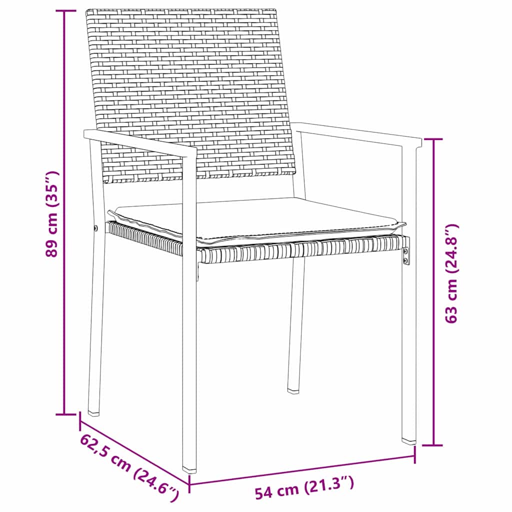 Garten Essgruppe 7 pcs Schwarz und Hellgrau PE-Rattan