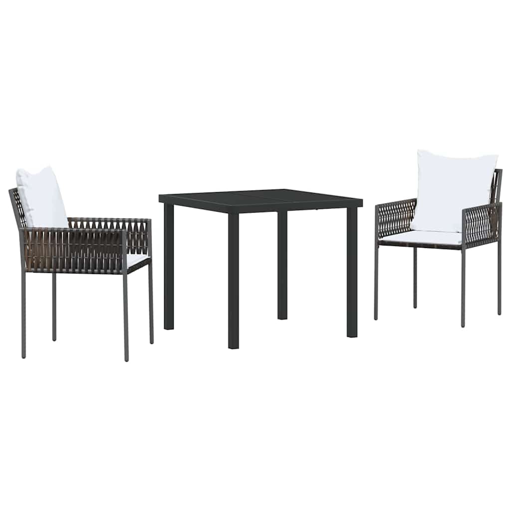 vidaXL Garten Essgruppe 3 pcs Braun und Schwarz PE-Rattan