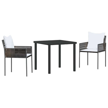 vidaXL Garten Essgruppe 3 pcs Braun und Schwarz PE-Rattan