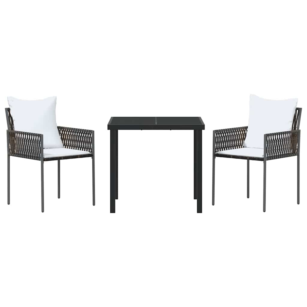 vidaXL Garten Essgruppe 3 pcs Braun und Schwarz PE-Rattan