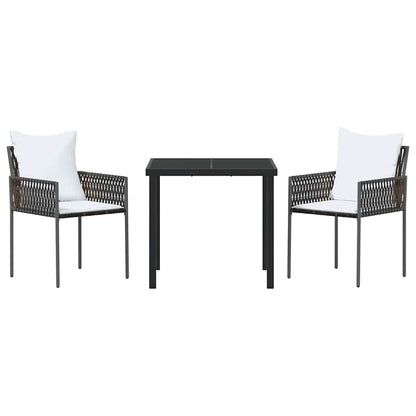 vidaXL Garten Essgruppe 3 pcs Braun und Schwarz PE-Rattan