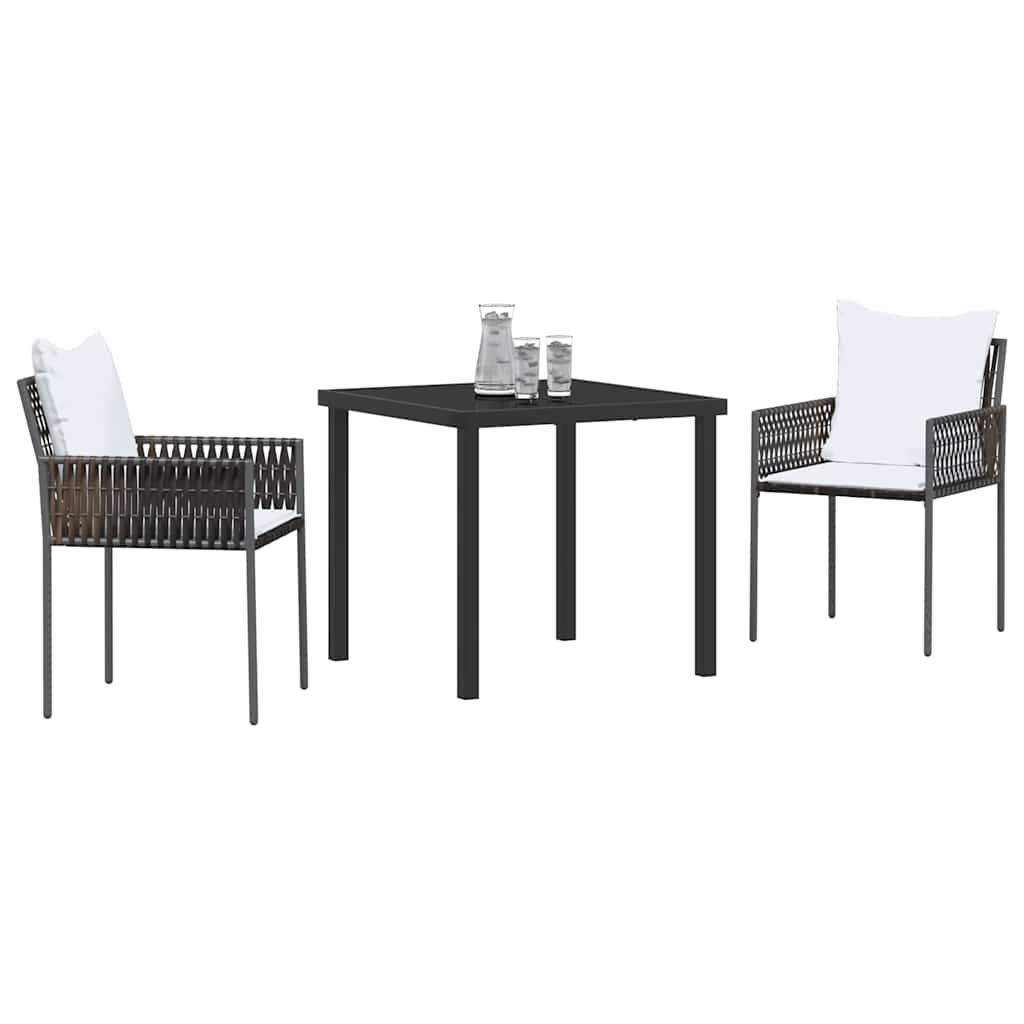 vidaXL Garten Essgruppe 3 pcs Braun und Schwarz PE-Rattan