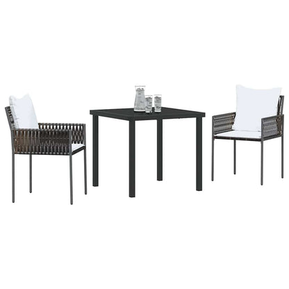 vidaXL Garten Essgruppe 3 pcs Braun und Schwarz PE-Rattan