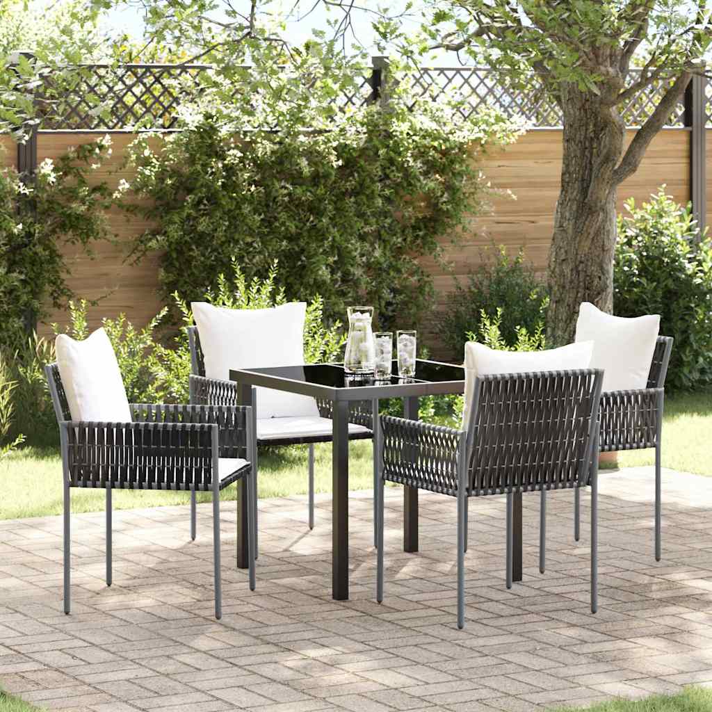 vidaXL Garten Essgruppe 5 pcs Braun und Schwarz PE-Rattan