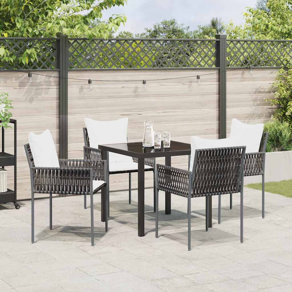 vidaXL Garten Essgruppe 5 pcs Braun und Schwarz PE-Rattan