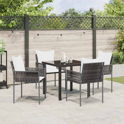vidaXL Garten Essgruppe 5 pcs Braun und Schwarz PE-Rattan
