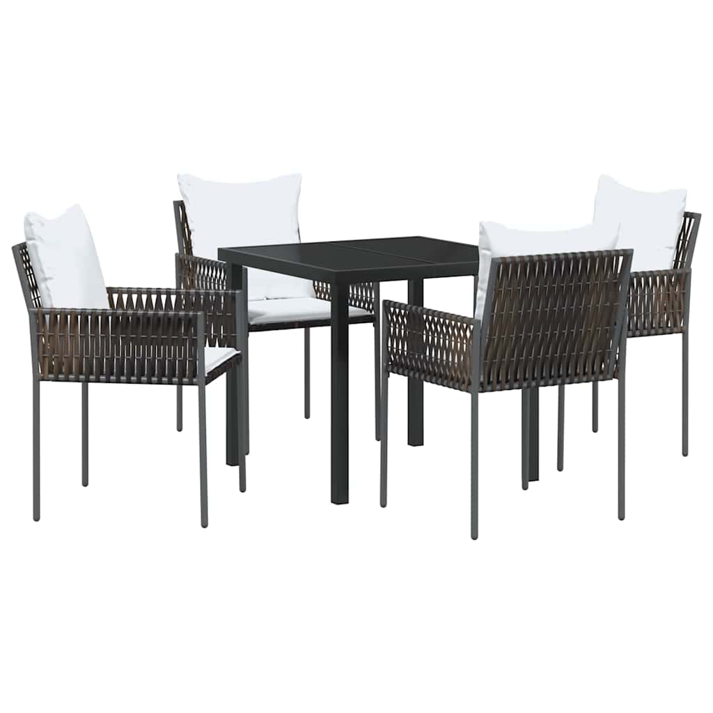 vidaXL Garten Essgruppe 5 pcs Braun und Schwarz PE-Rattan