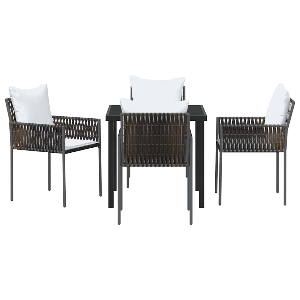 vidaXL Garten Essgruppe 5 pcs Braun und Schwarz PE-Rattan
