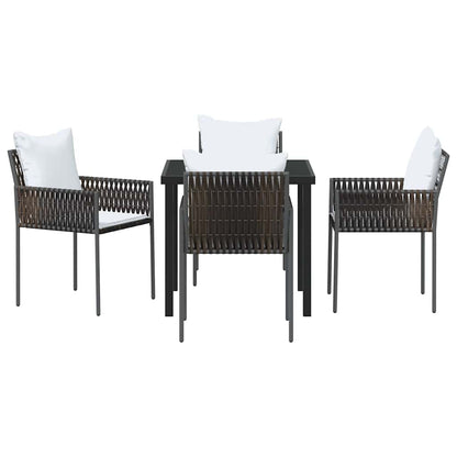 vidaXL Garten Essgruppe 5 pcs Braun und Schwarz PE-Rattan