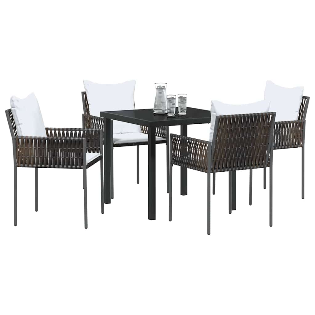 vidaXL Garten Essgruppe 5 pcs Braun und Schwarz PE-Rattan