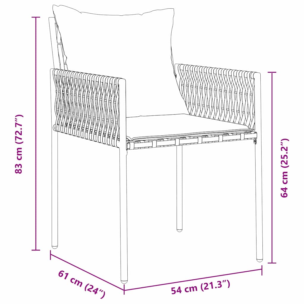vidaXL Garten Essgruppe 5 pcs Braun und Schwarz PE-Rattan