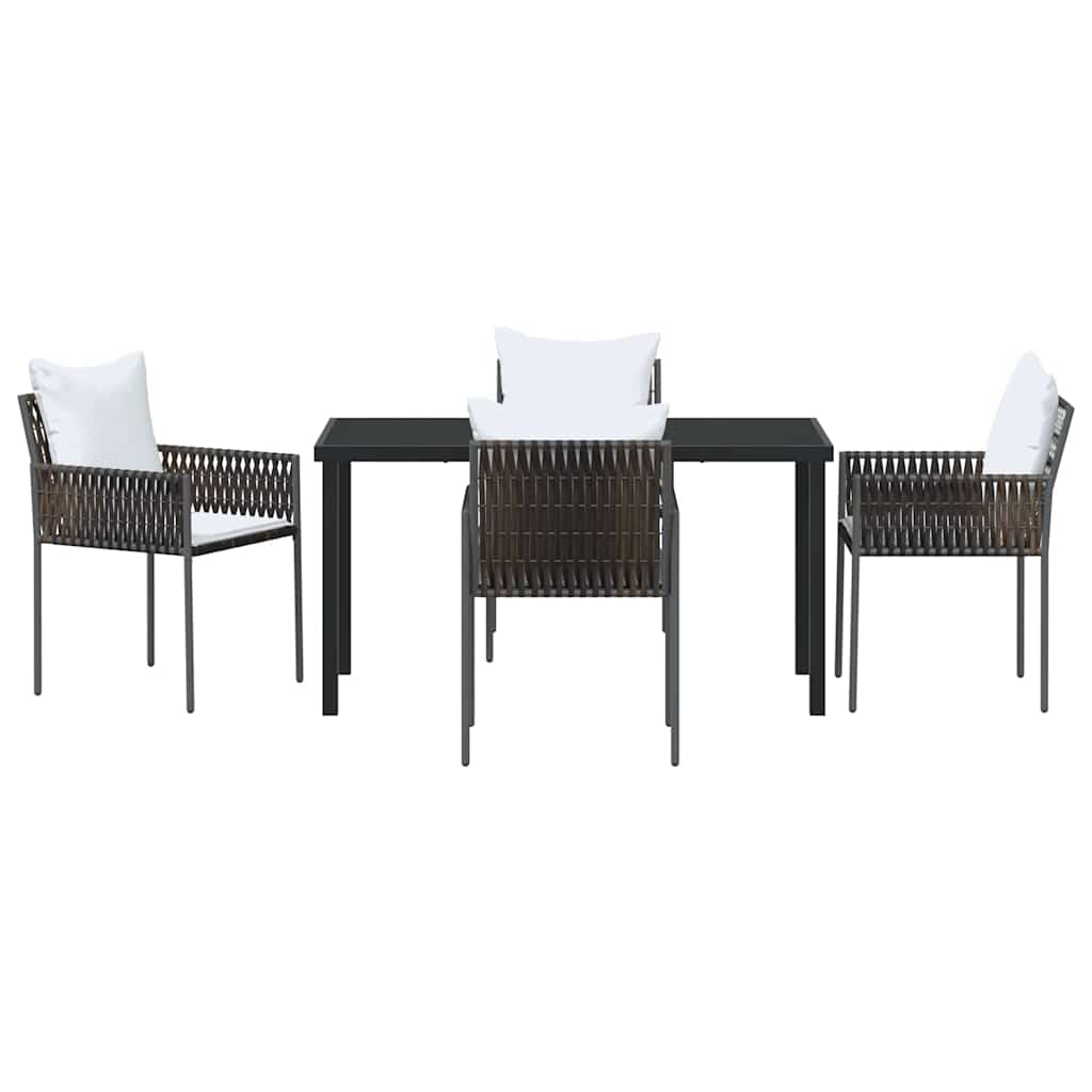 vidaXL Garten Essgruppe 5 pcs Braun und Schwarz PE-Rattan