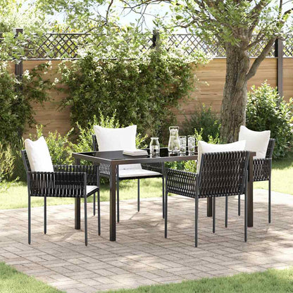 vidaXL Garten Essgruppe 5 pcs Braun und Schwarz PE-Rattan