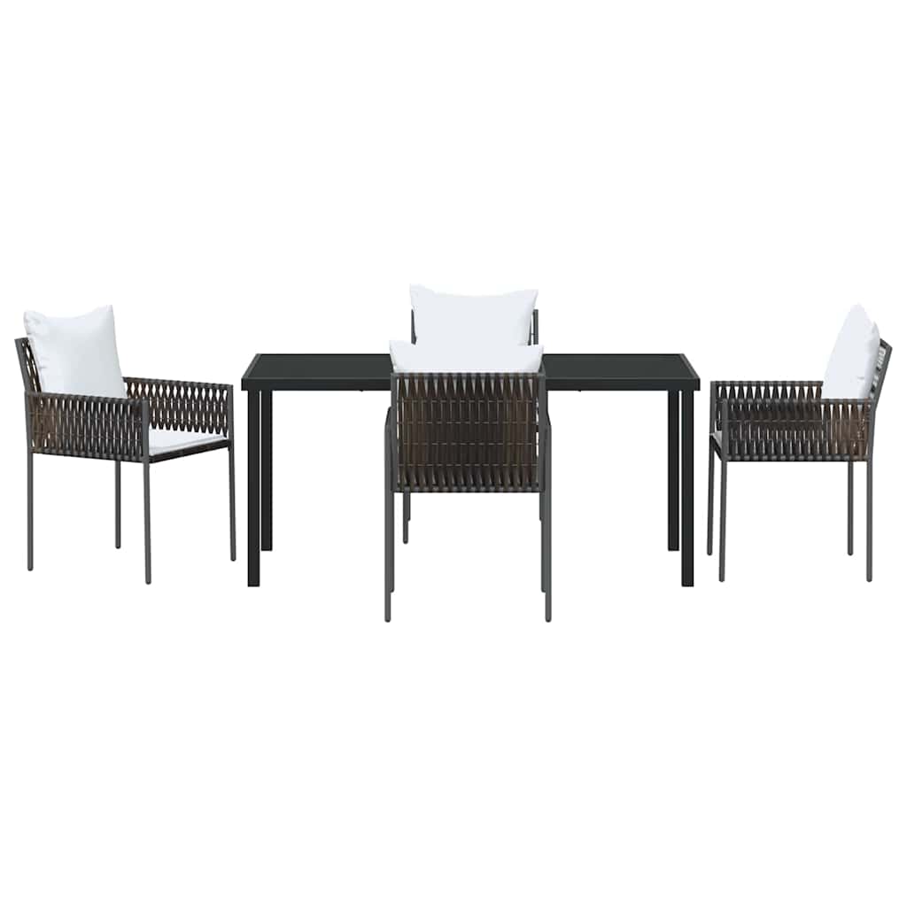 vidaXL Garten Essgruppe 5 pcs Braun und Schwarz PE-Rattan