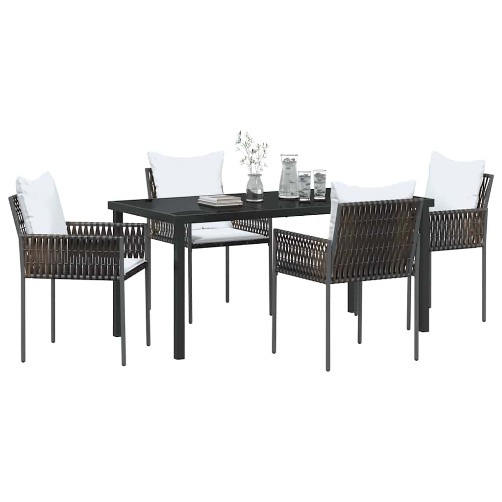 vidaXL Garten Essgruppe 5 pcs Braun und Schwarz PE-Rattan