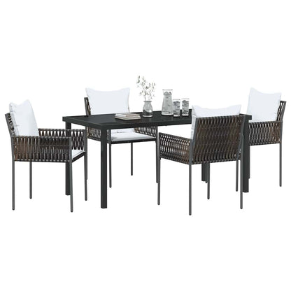 vidaXL Garten Essgruppe 5 pcs Braun und Schwarz PE-Rattan