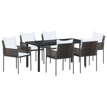 vidaXL Garten Essgruppe 7 pcs Braun und Schwarz PE-Rattan
