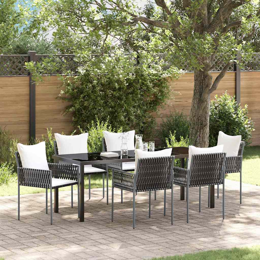 Garten Essgruppe 7 pcs Braun und Schwarz PE-Rattan