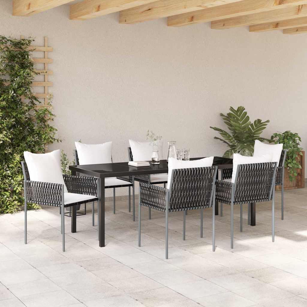 Garten Essgruppe 7 pcs Braun und Schwarz PE-Rattan