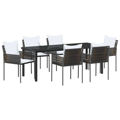 Garten Essgruppe 7 pcs Braun und Schwarz PE-Rattan