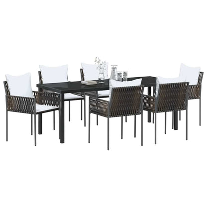 Garten Essgruppe 7 pcs Braun und Schwarz PE-Rattan