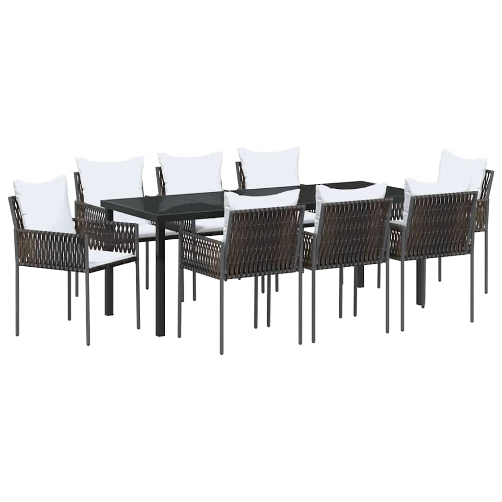 Garten Essgruppe 9 pcs Braun und Schwarz PE-Rattan