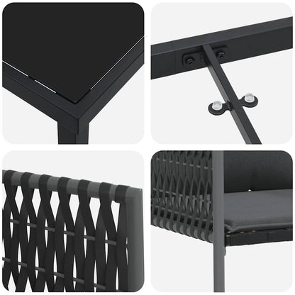 vidaXL Garten Essgruppe 5 pcs Schwarz und Grau PE-Rattan