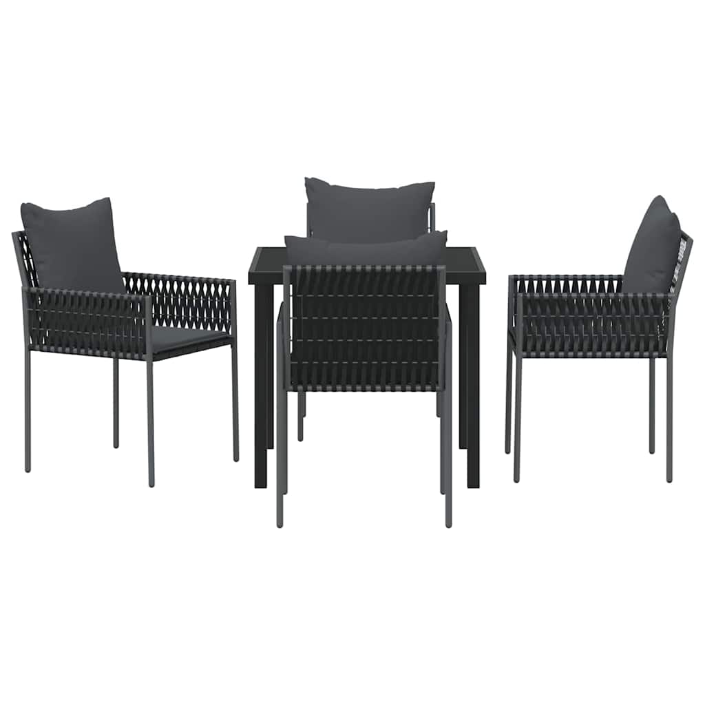 vidaXL Garten Essgruppe 5 pcs Schwarz und Grau PE-Rattan