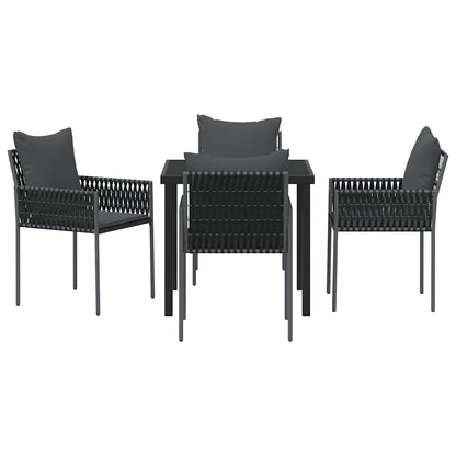 vidaXL Garten Essgruppe 5 pcs Schwarz und Grau PE-Rattan