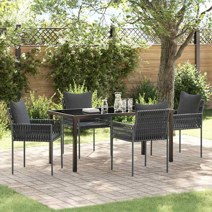vidaXL Garten Essgruppe 5 pcs Schwarz und Grau PE-Rattan