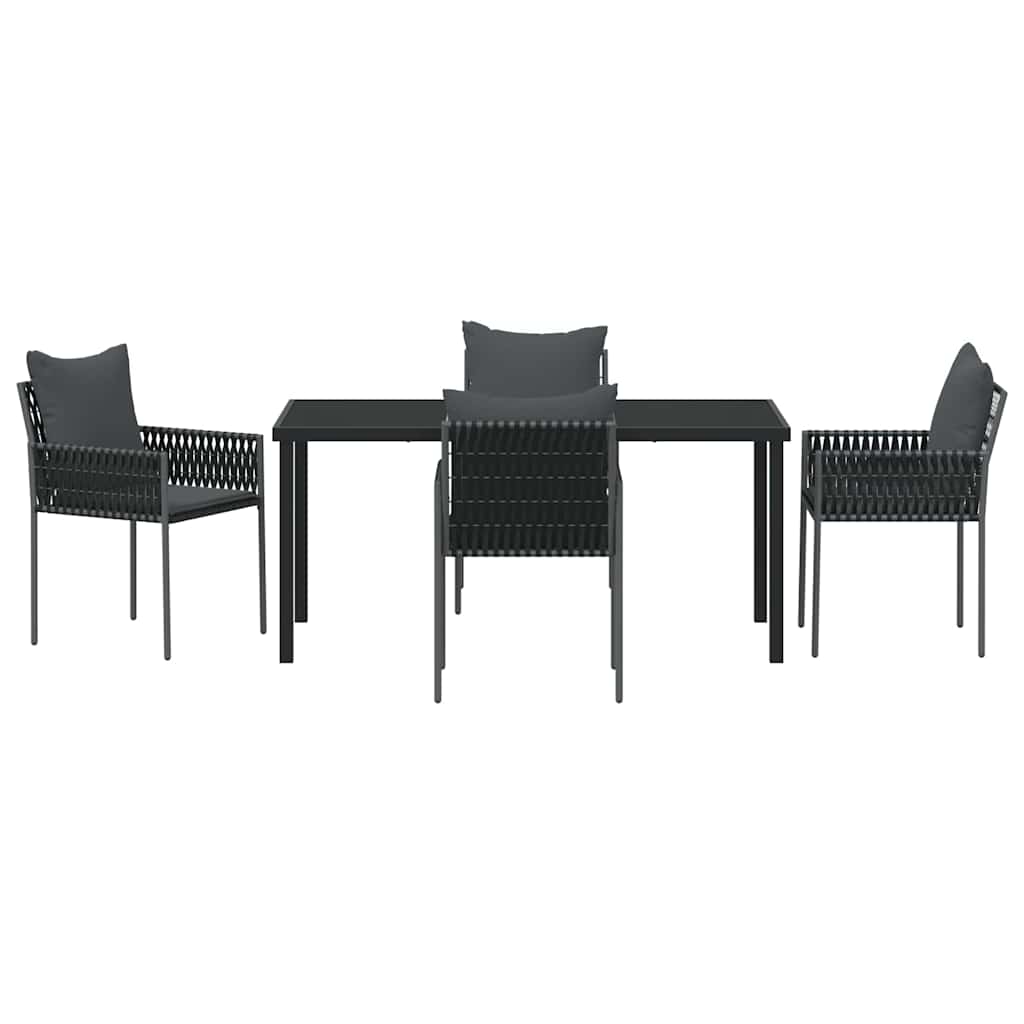 vidaXL Garten Essgruppe 5 pcs Schwarz und Grau PE-Rattan
