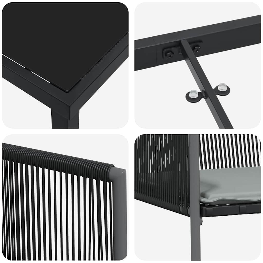 Garten Essgruppe 5 pcs Schwarz PE-Rattan