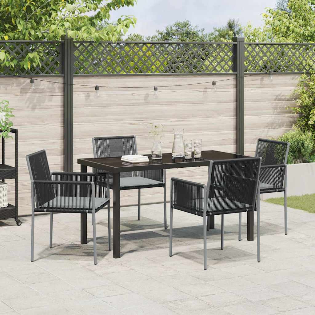 Garten Essgruppe 5 pcs Schwarz PE-Rattan