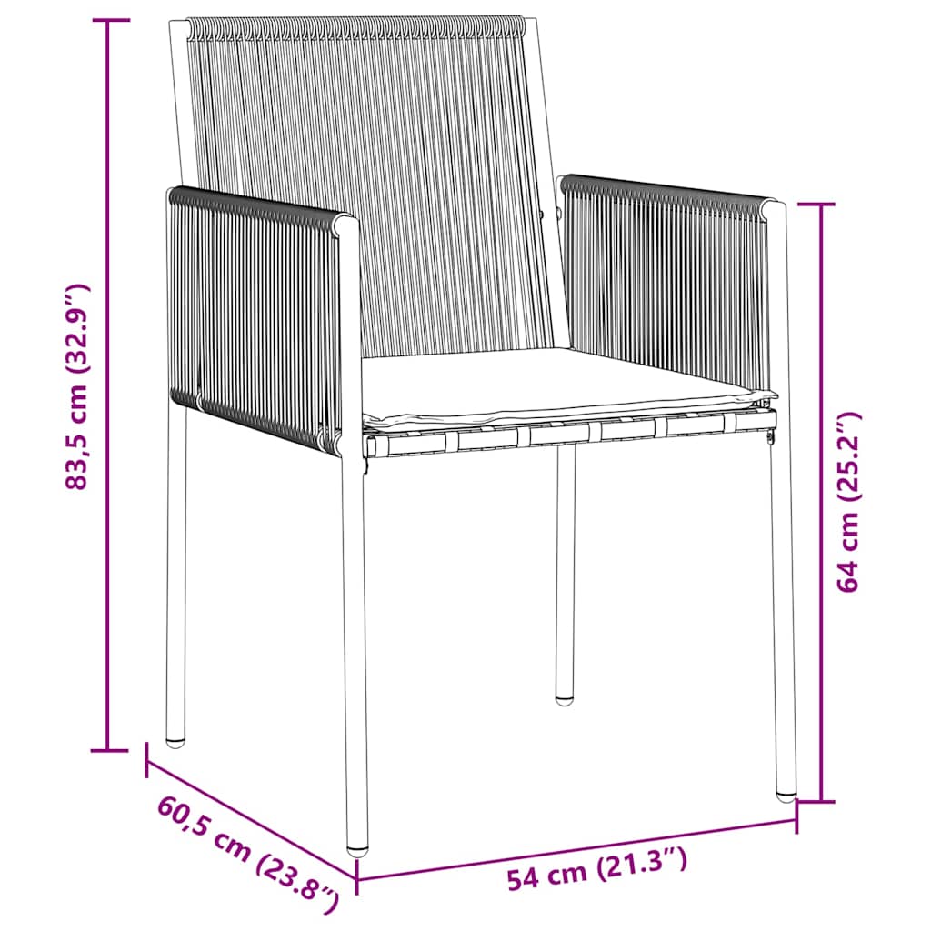 Garten Essgruppe 5 pcs Schwarz PE-Rattan