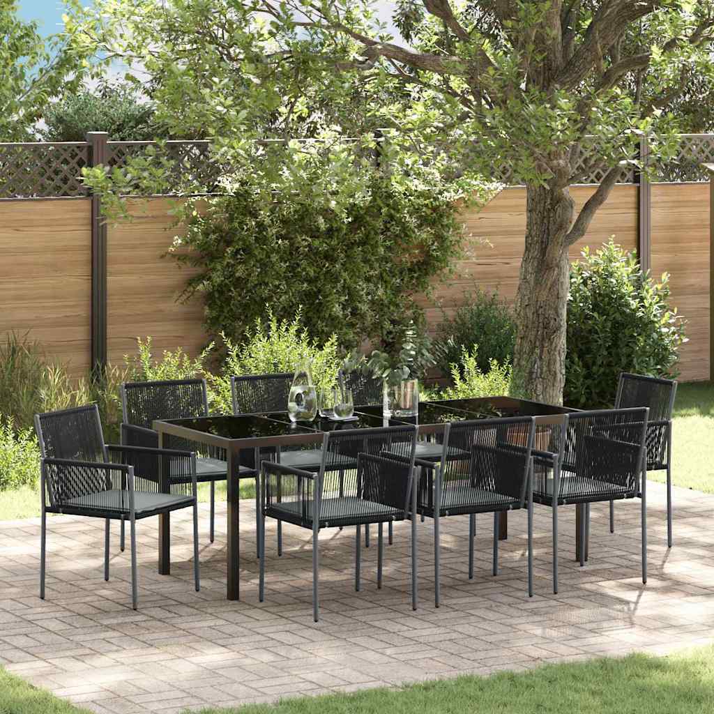 Garten Essgruppe 9 pcs Schwarz PE-Rattan
