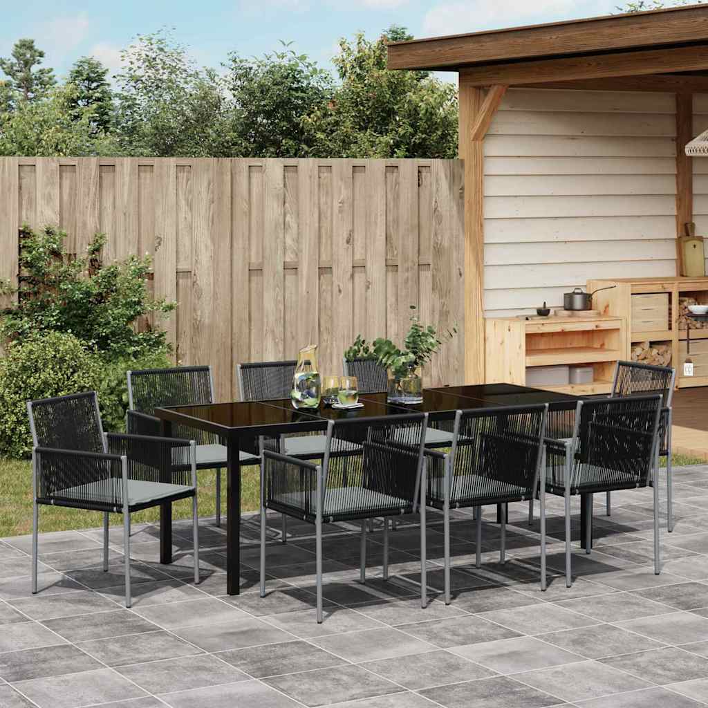 Garten Essgruppe 9 pcs Schwarz PE-Rattan
