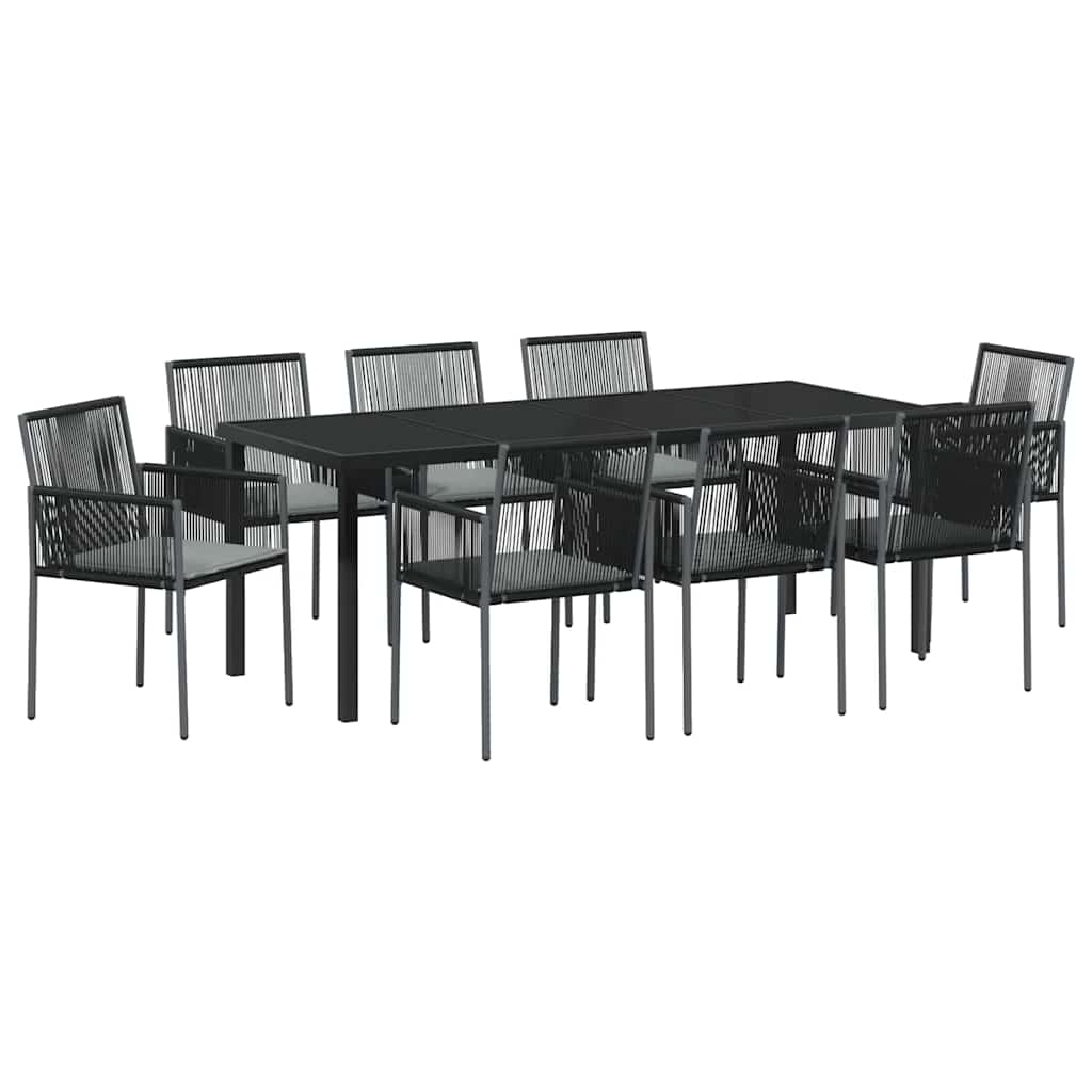 Garten Essgruppe 9 pcs Schwarz PE-Rattan