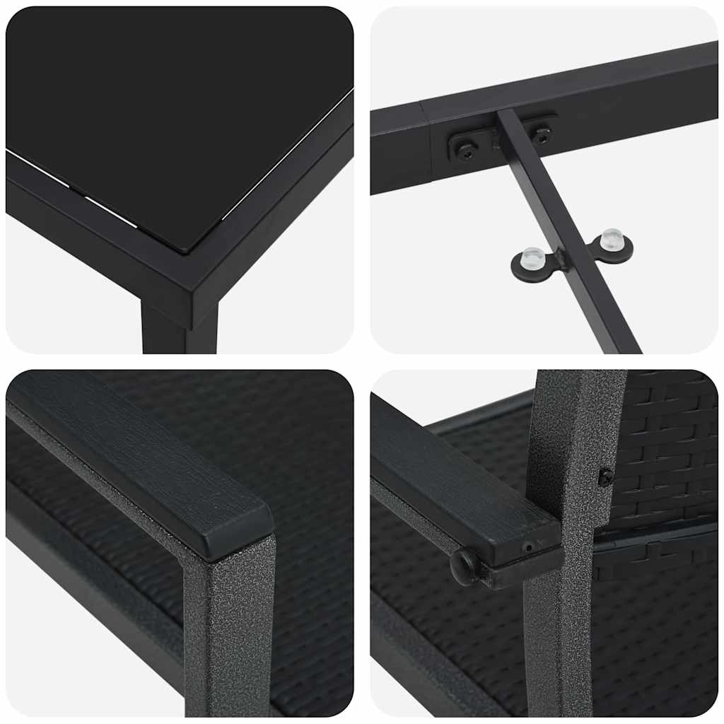 Garten Essgruppe 7 pcs Schwarz Pulverbeschichteter Stahl