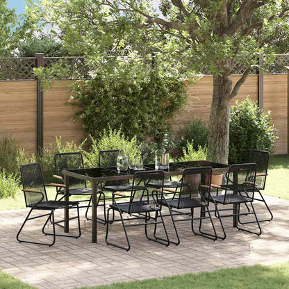 Garten Essgruppe 9 pcs Schwarz Pulverbeschichteter Stahl
