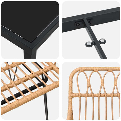 Garten Essgruppe 9 pcs Braun Pulverbeschichteter Stahl