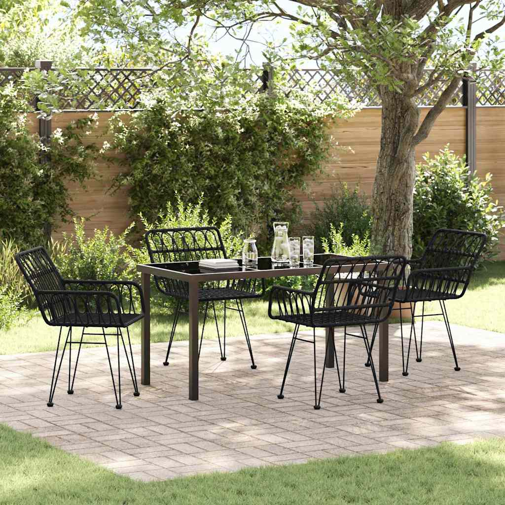 Garten Essgruppe 5 pcs Schwarz Pulverbeschichteter Stahl