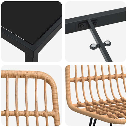 Garten Essgruppe 7 pcs Braun Pulverbeschichteter Stahl