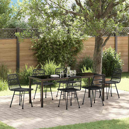 Garten Essgruppe 7 pcs Schwarz Pulverbeschichteter Stahl