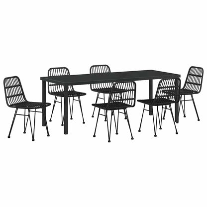 Garten Essgruppe 7 pcs Schwarz Pulverbeschichteter Stahl