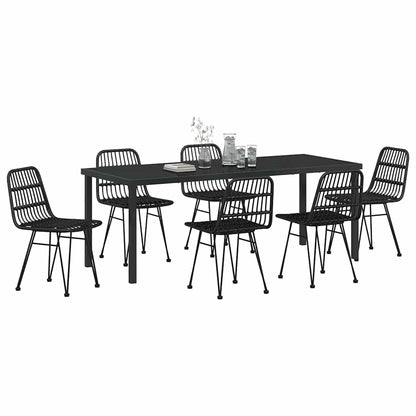 Garten Essgruppe 7 pcs Schwarz Pulverbeschichteter Stahl