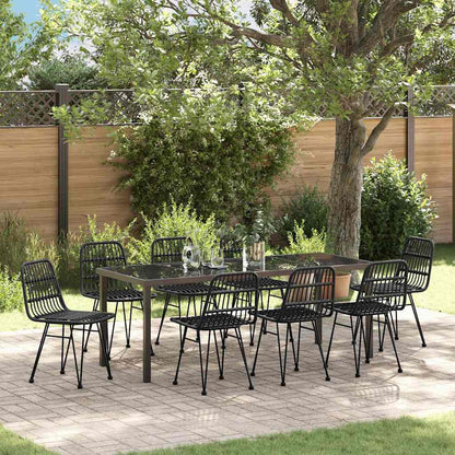 Garten Essgruppe 9 pcs Schwarz Pulverbeschichteter Stahl