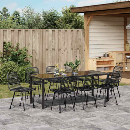 Garten Essgruppe 9 pcs Schwarz Pulverbeschichteter Stahl