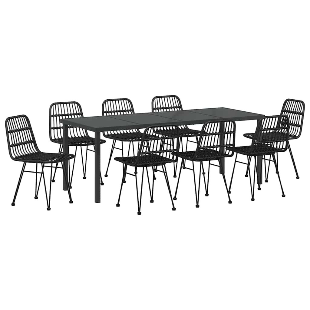 Garten Essgruppe 9 pcs Schwarz Pulverbeschichteter Stahl
